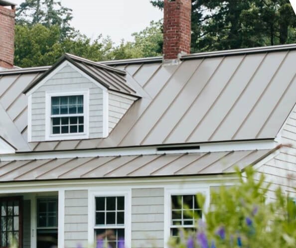 Metal roofing shown on a Michigan home