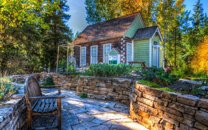 House with Walkway in Fall
