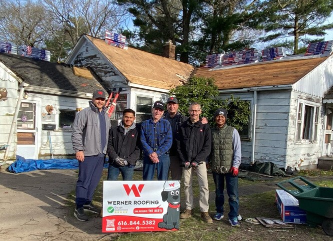 Werner Roofing volunteers working with local organizations during a community outreach event