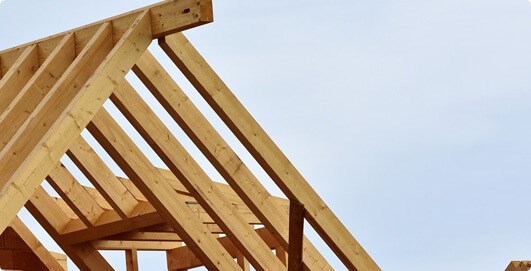 Wooden Frame of a Roof Being Built