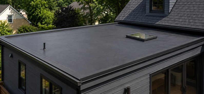 EPDM roofing on a home in Michigan
