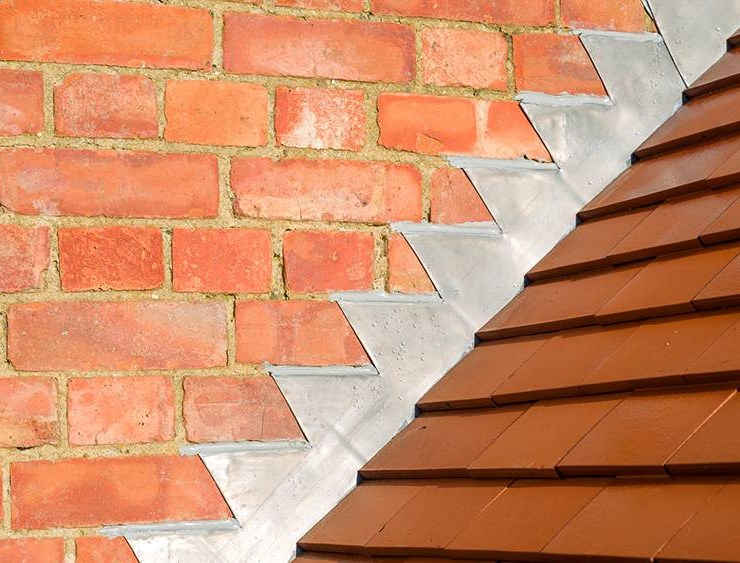 Inspection of flashing on roof
