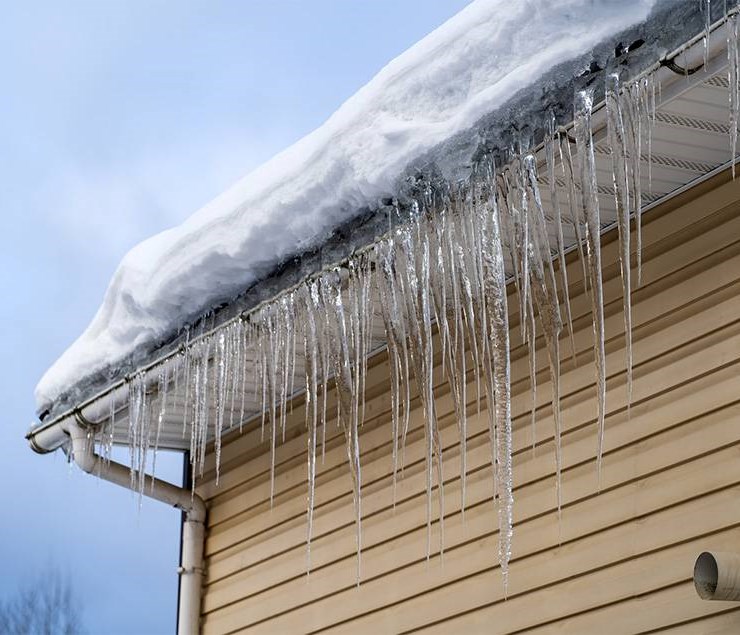 Snow and ice buildup on roof